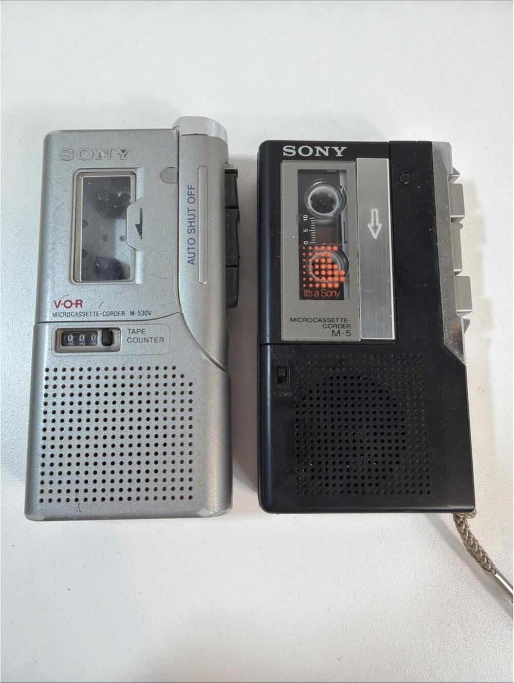 For Parts or Repair Sony Micro Cassette Tape Voice Recorders Lot M-530V, M-5